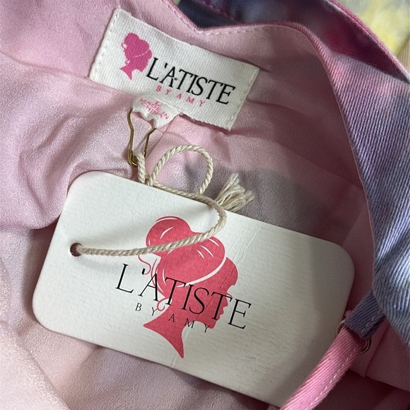 L’atiste by Amy Skater Mini Short Pink Purple Tie Dye Skater Dress Sz Large NWT - Picture 6 of 11